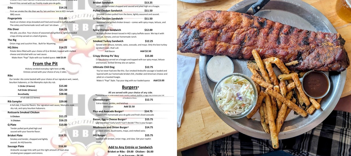 HQ Southern BBQ Menu