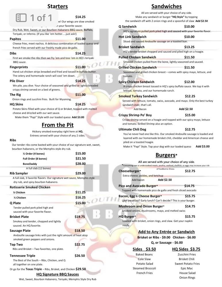 HQ Southern BBQ Menu image 1
