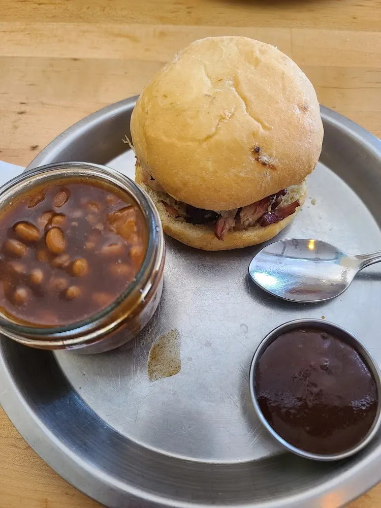 Pulled Pork Sandwiche with Spicy Baked Beans